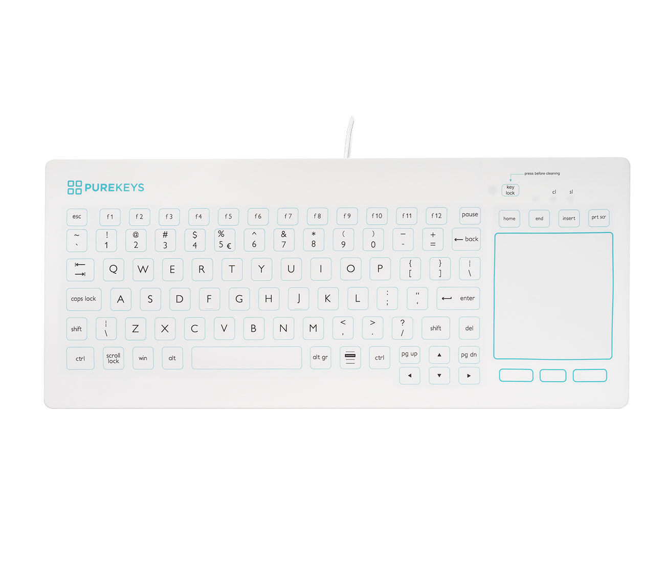 Clavier compact avec TouchPad filaire - Blanc – PUREKEYS